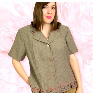 Sag Harbor Embroidered Short Sleeve Blazer Size 16
